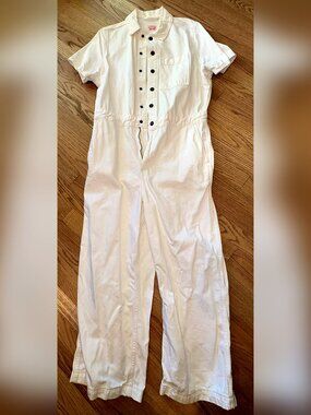 Levi's Short Sleeve Heritage Jumpsuit White Denim Boilersuit L